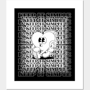 Keep it simple. Funny, Motivational and Inspirational Quotes, Creative, Black and White Color, Distorted, Pulsating effect Posters and Art